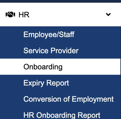 Onboarding menu