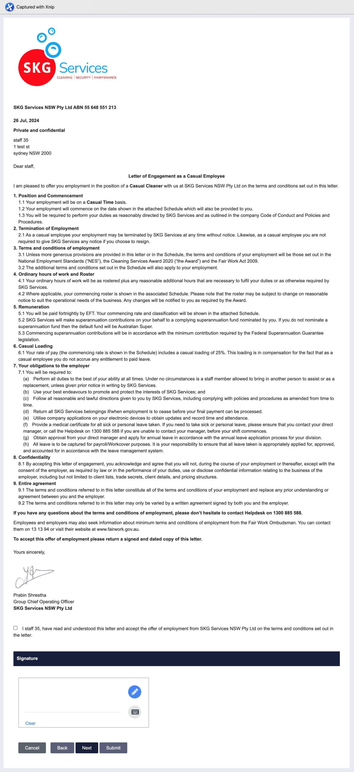 letter of engagement