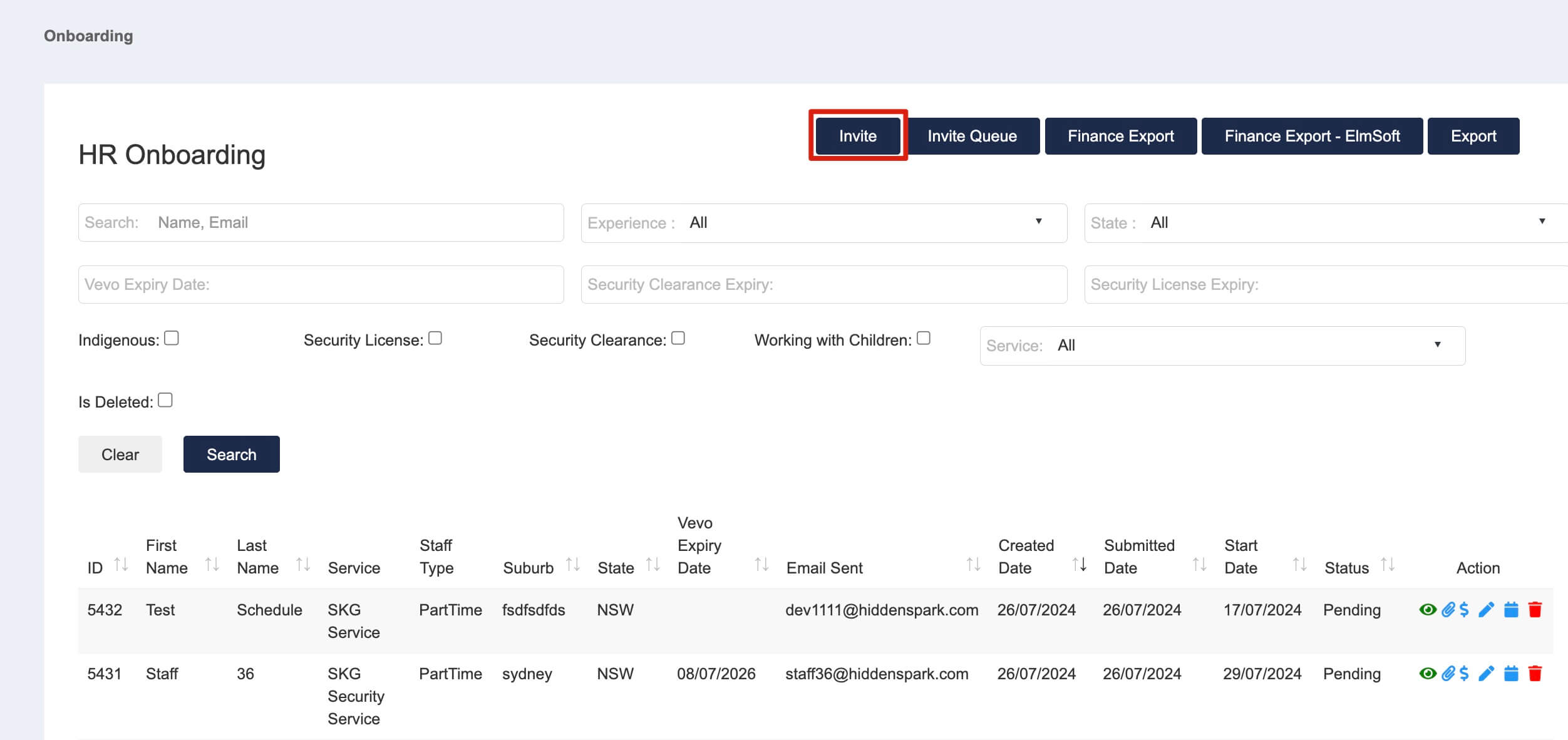 onboarding invite