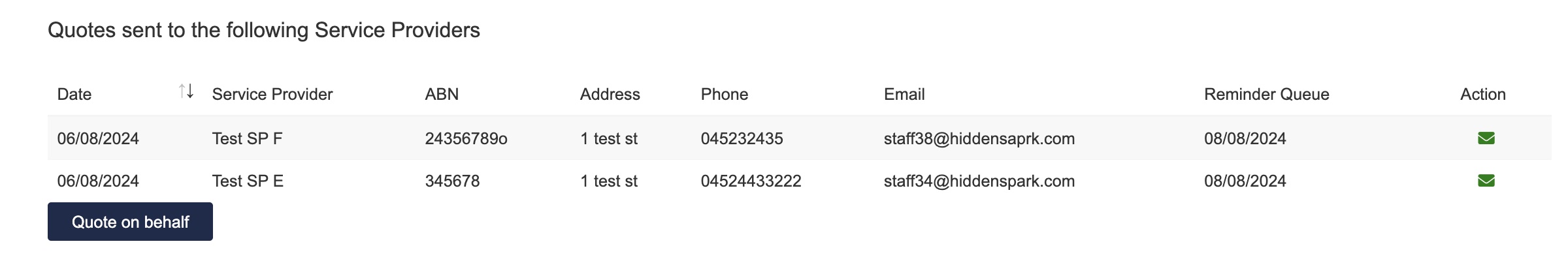 request qupte from multiple service provider