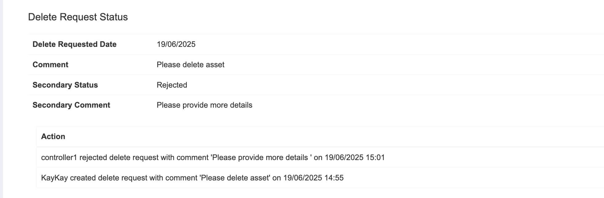 10. CSM reject details