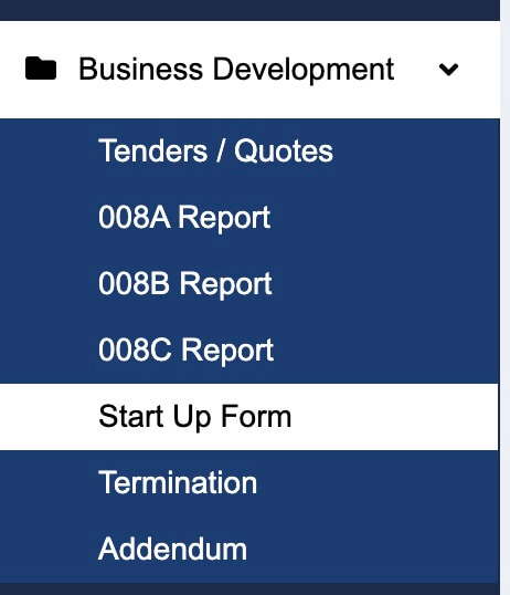 Start up menu