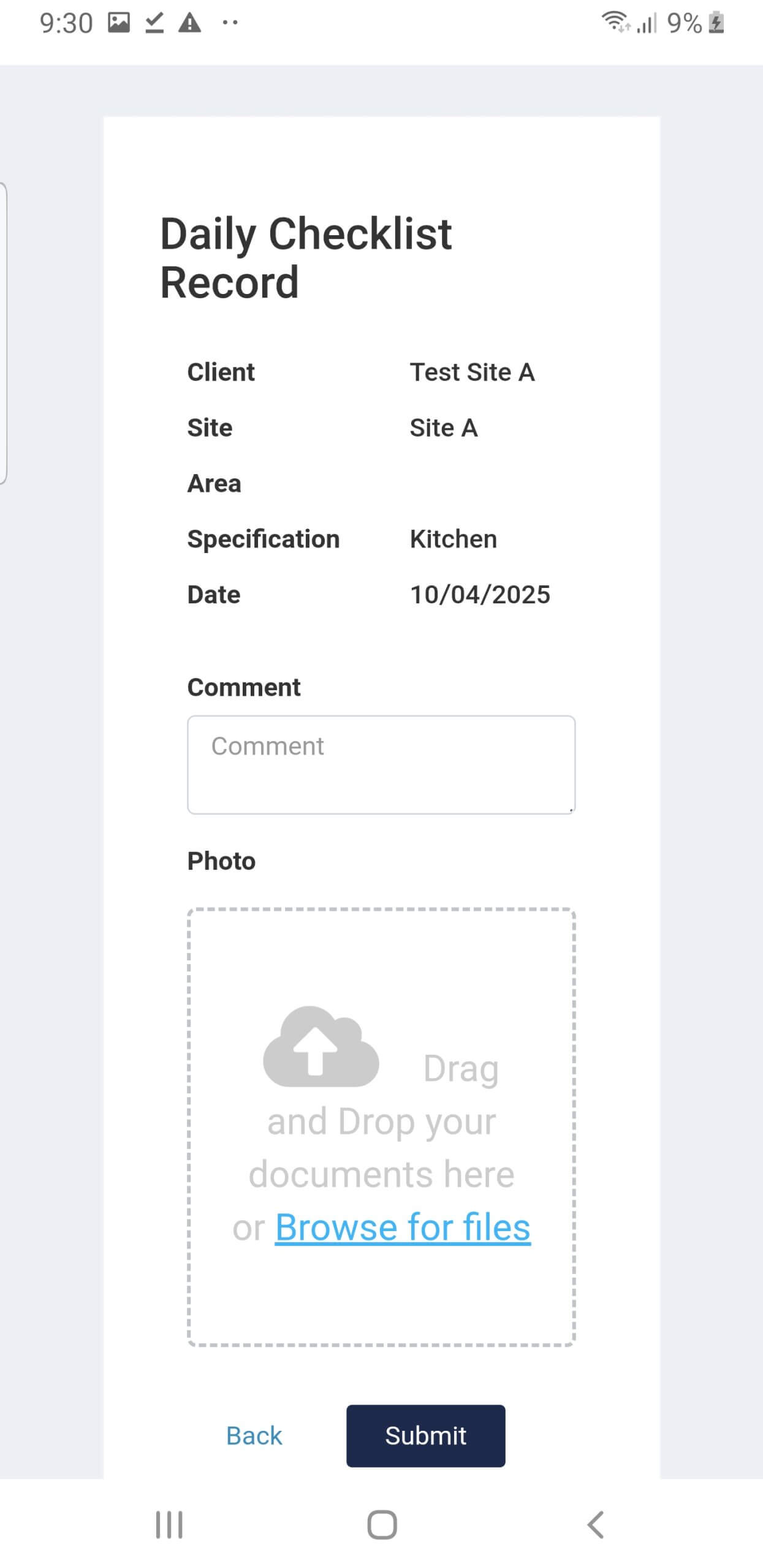 Checklist task details