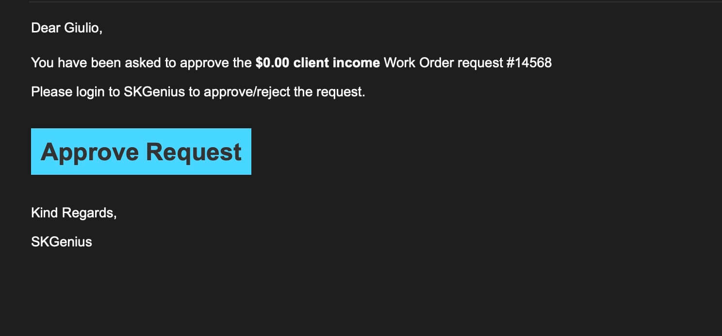 Approval email